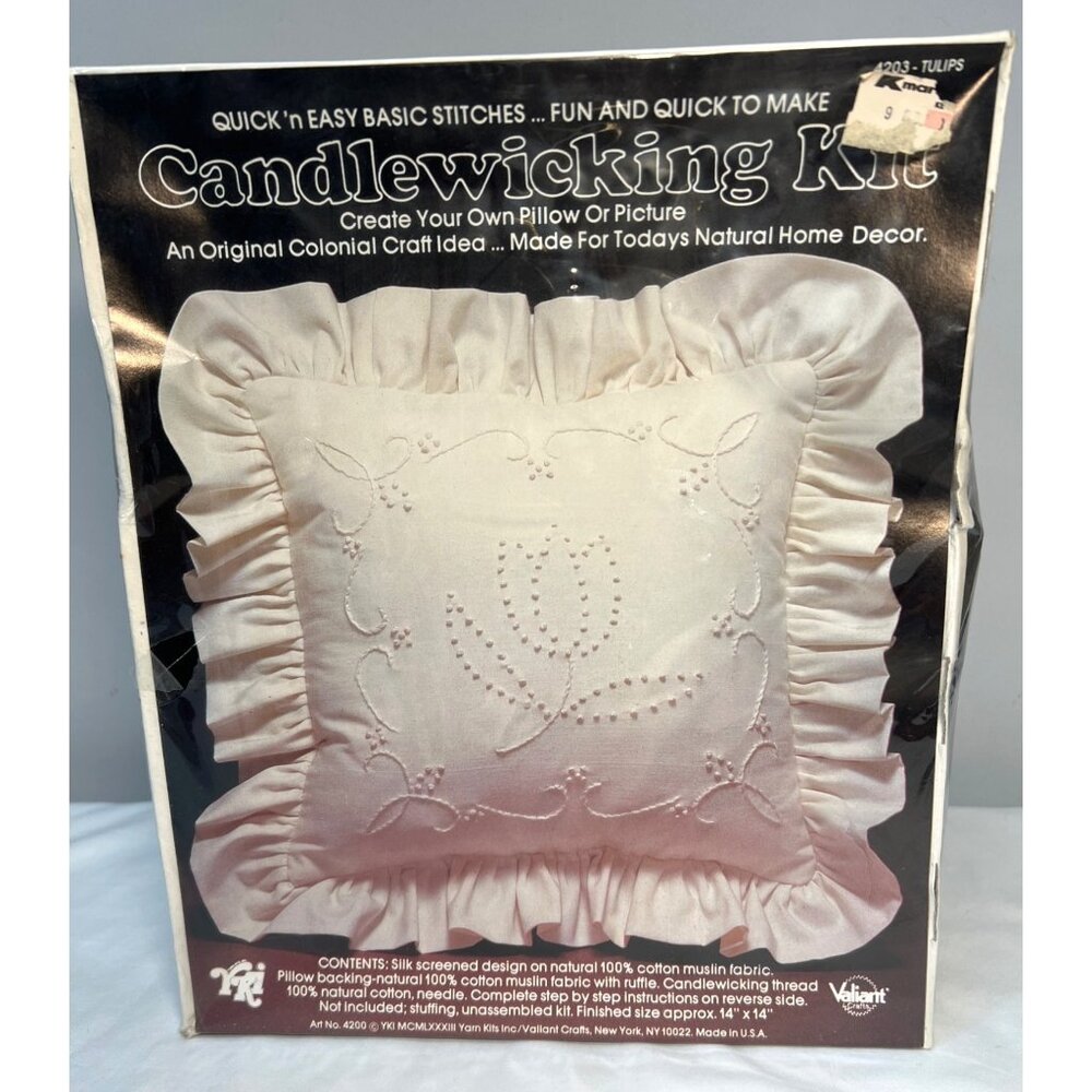 Valiant Candlewicking Kit With Silk Screened Design & Muslin Fabric